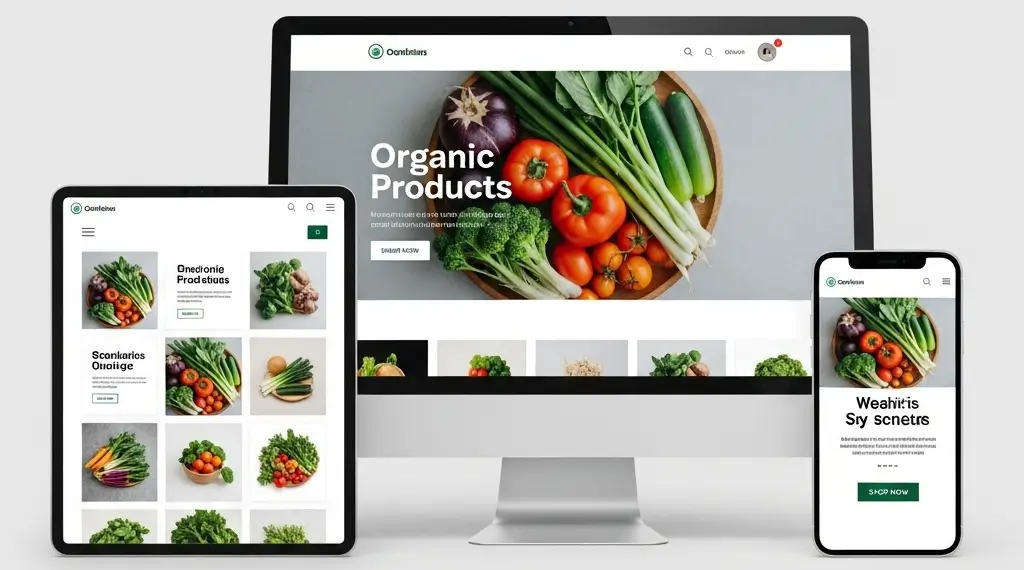 Captura de pantalla de un E-commerce moderno y responsive de productos orgánicos